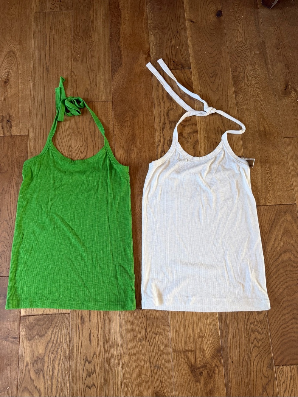 American Eagle Outfitters Halter Tank Tops - Green & White XS